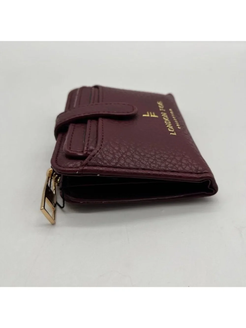 London Fog Burgundy Pebbled Faux Leather Wallet